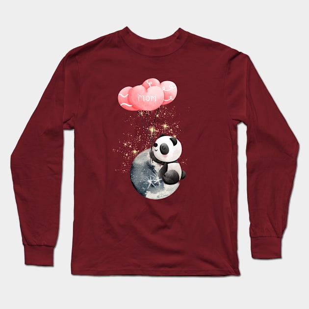 Cute Panda Missing MOM until Moon Long Sleeve T-Shirt by Suga Collection